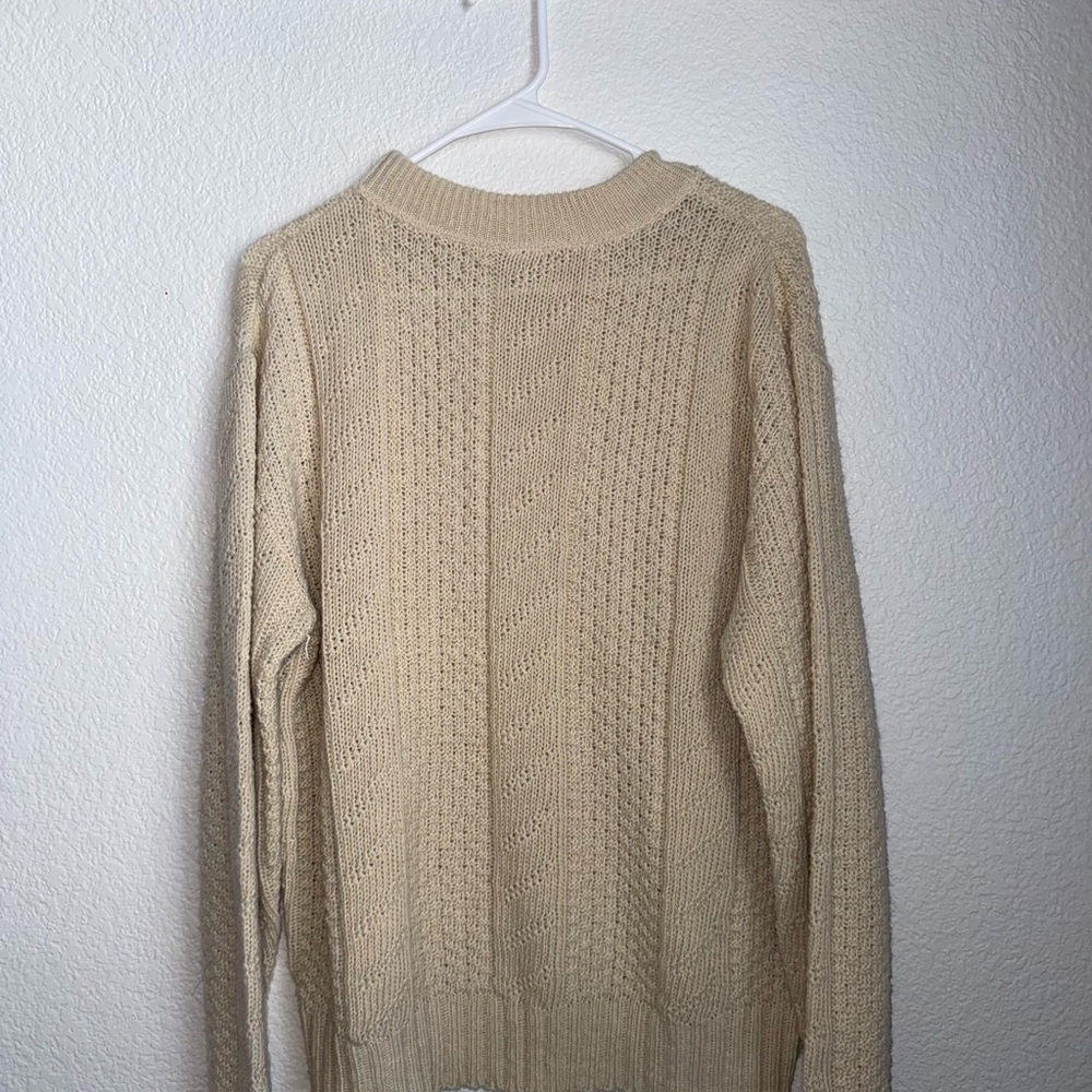 Active USA Men's Beige-Cream Crewneck Knit Sweater
